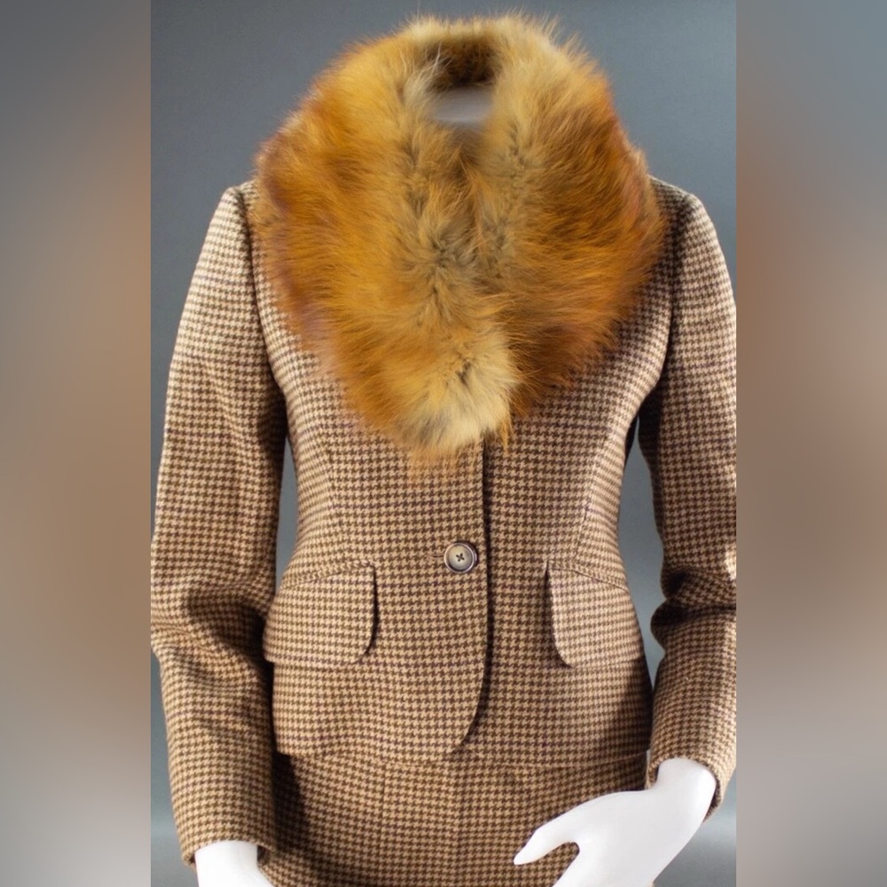 STUNNING EUC Brooks Brothers wool blazer authentic fox trim
